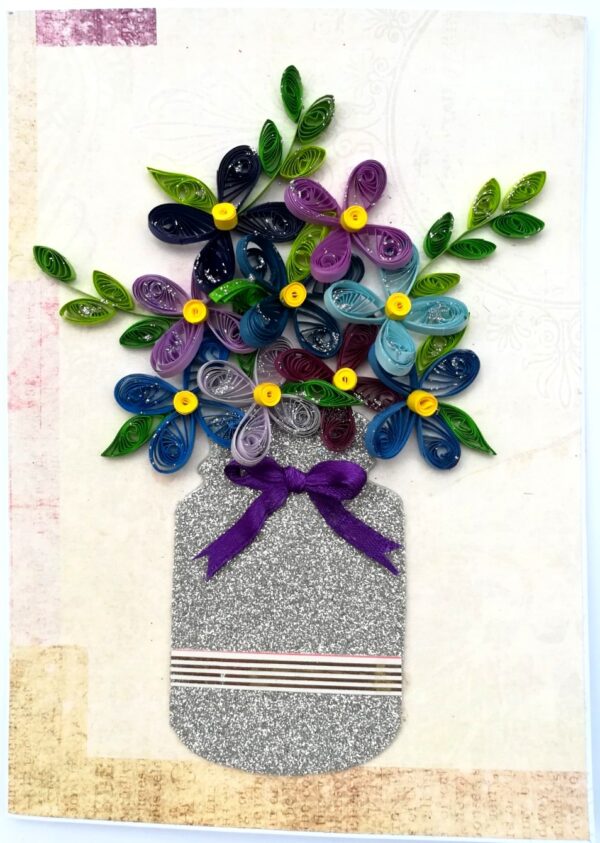 Sparkling Vase Quilled Flowers Greeting Card image Sparkling Vase Quilled Flowers Greeting Card image