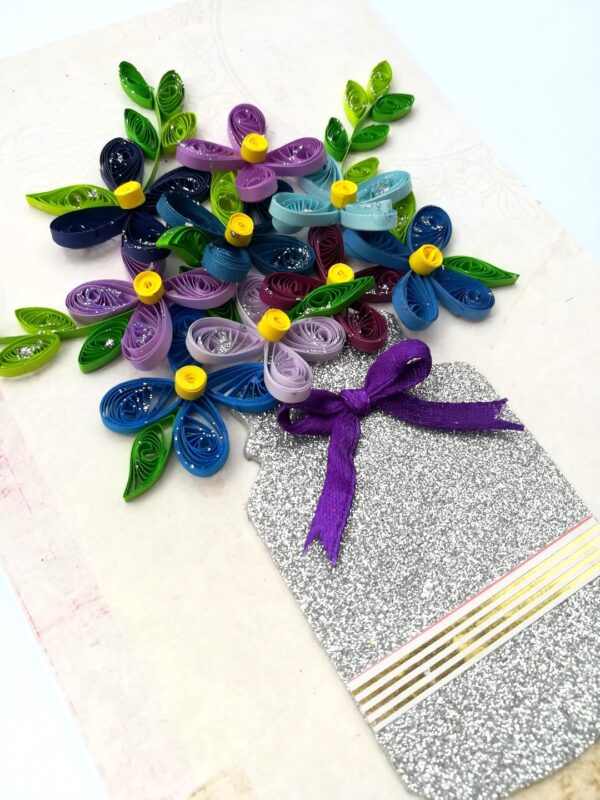 Sparkling Vase Quilled Flowers Greeting Card image Sparkling Vase Quilled Flowers Greeting Card image