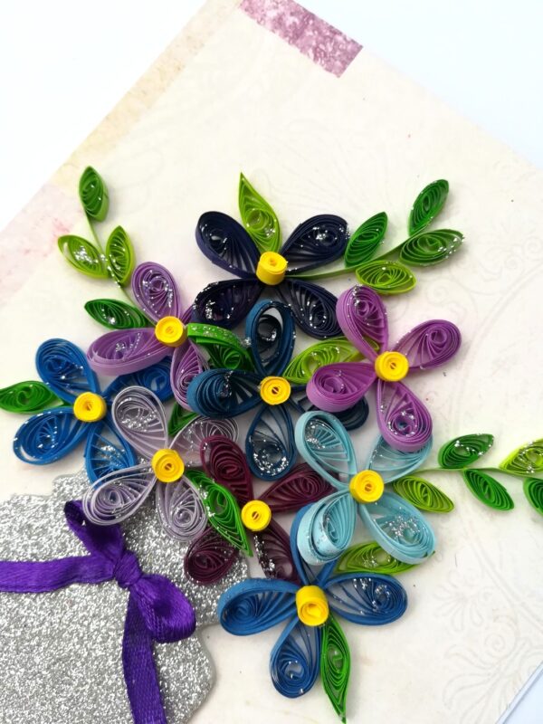 Sparkling Vase Quilled Flowers Greeting Card image Sparkling Vase Quilled Flowers Greeting Card image