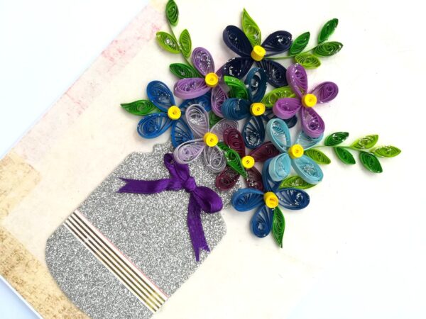 Sparkling Vase Quilled Flowers Greeting Card image Sparkling Vase Quilled Flowers Greeting Card image