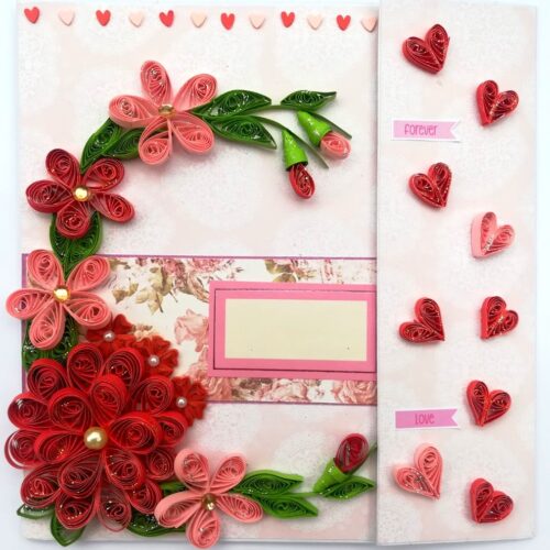Red Quilled Mini Scrapbook Greeting Card image