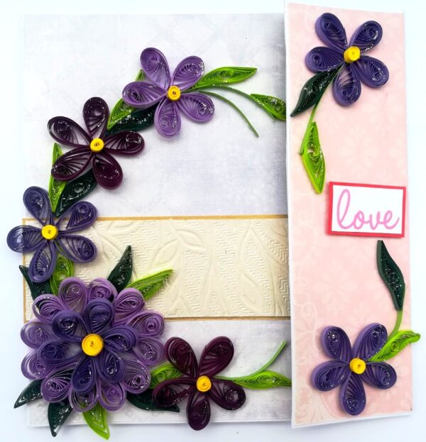 Purple Quilled Mini Scrapbook Greeting Card image Purple Quilled Mini Scrapbook Greeting Card image
