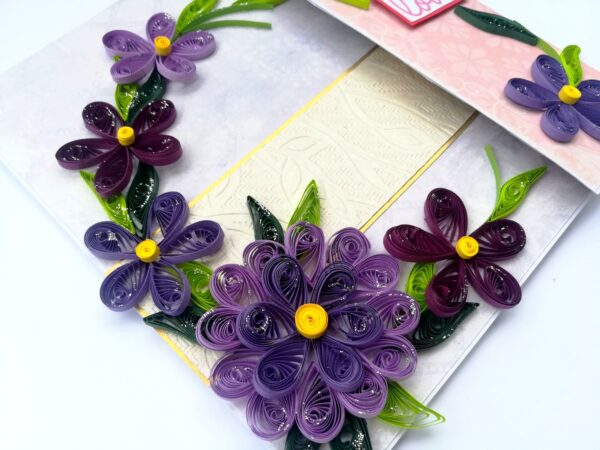 Purple Quilled Mini Scrapbook Greeting Card image Purple Quilled Mini Scrapbook Greeting Card image