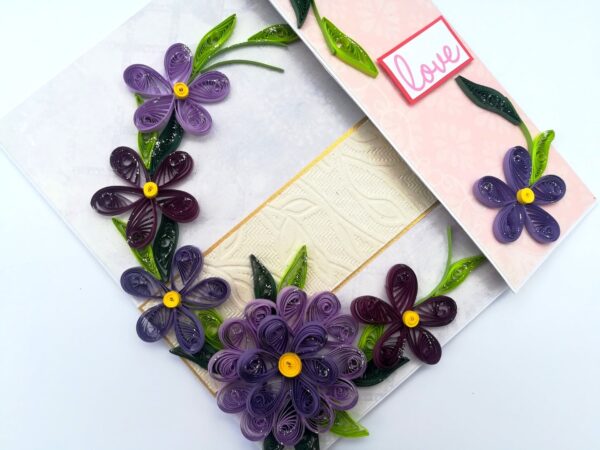 Purple Quilled Mini Scrapbook Greeting Card image Purple Quilled Mini Scrapbook Greeting Card image
