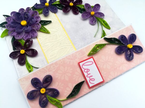 Purple Quilled Mini Scrapbook Greeting Card image Purple Quilled Mini Scrapbook Greeting Card image