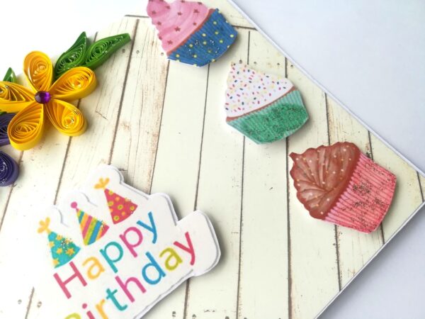 Quilled Corner Flowers Birthday Greeting card - BIR4 image Quilled Corner Flowers Birthday Greeting card - BIR4 image