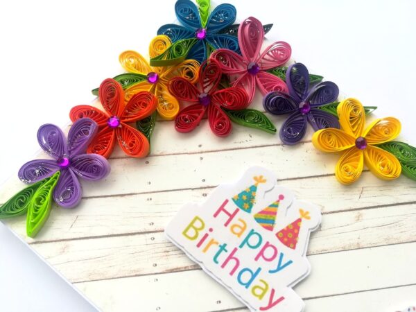 Quilled Corner Flowers Birthday Greeting card - BIR4 image Quilled Corner Flowers Birthday Greeting card - BIR4 image