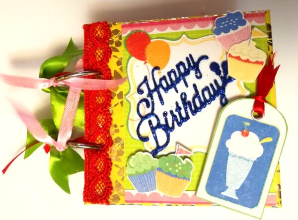 Pocket Mini Handmade Birthday Scrapbook - HB1 image Pocket Mini Handmade Birthday Scrapbook - HB1 image