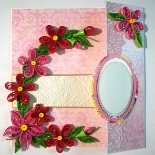 Red Themed Flowers Mini Scrapbook Greeting Card image