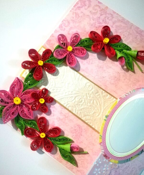Red Themed Flowers Mini Scrapbook Greeting Card image Red Themed Flowers Mini Scrapbook Greeting Card image