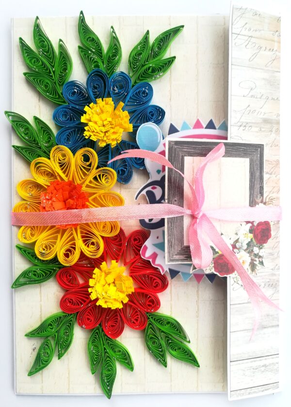 Happy Birthday Quilled Flowers Mini scrapbook card image Happy Birthday Quilled Flowers Mini scrapbook card image