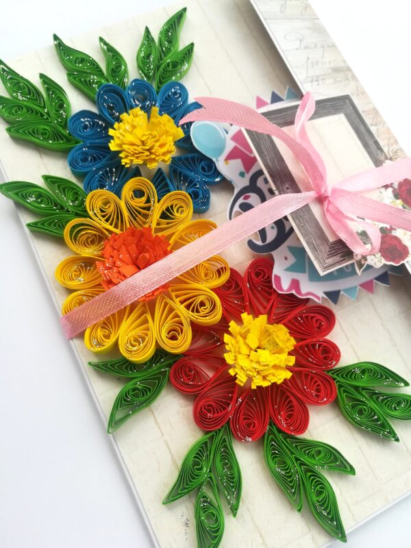 Happy Birthday Quilled Flowers Mini scrapbook card image Happy Birthday Quilled Flowers Mini scrapbook card image