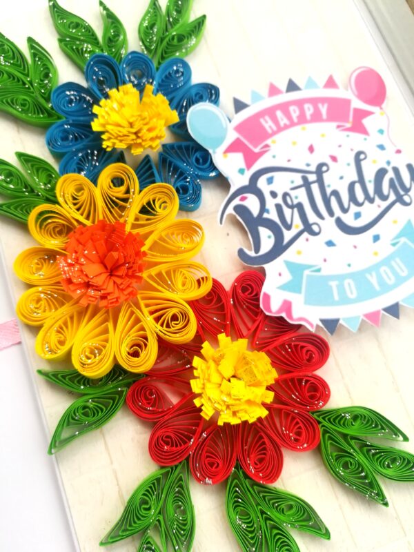 Happy Birthday Quilled Flowers Mini scrapbook card image Happy Birthday Quilled Flowers Mini scrapbook card image