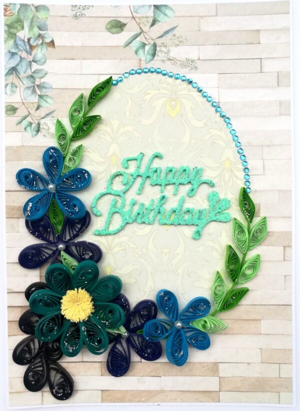 Blue Themed Birthday Quilled Greeting Card - B1 image Blue Themed Birthday Quilled Greeting Card - B1 image