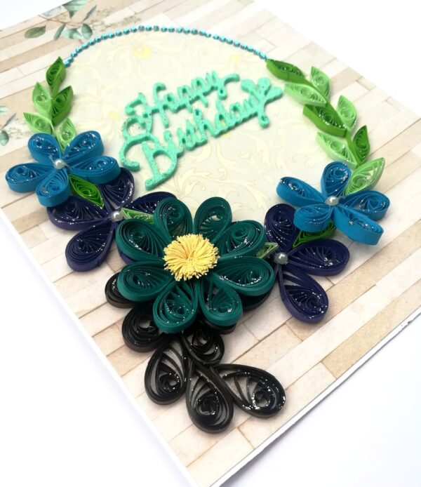 Blue Themed Birthday Quilled Greeting Card - B1 image Blue Themed Birthday Quilled Greeting Card - B1 image