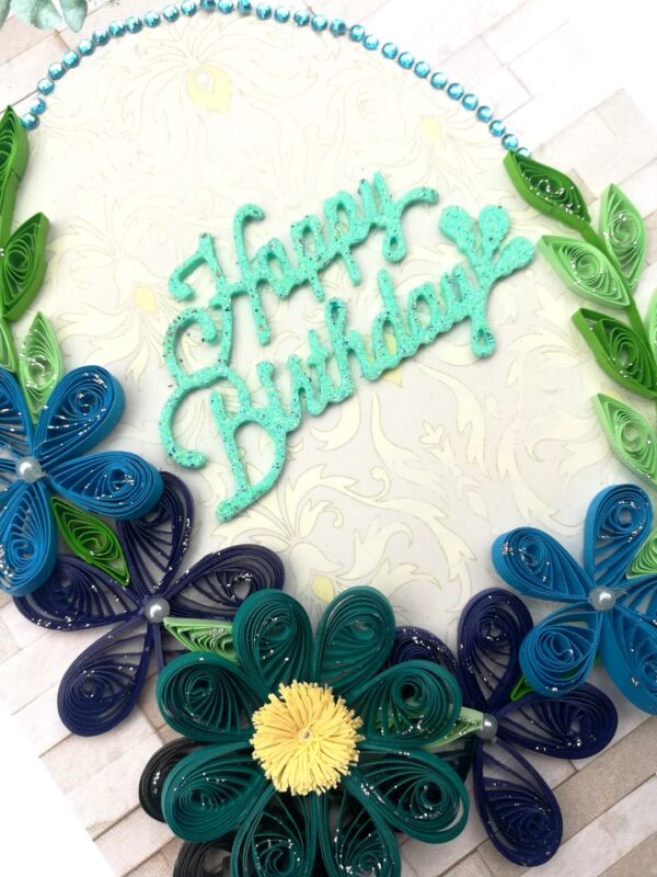 Blue Themed Birthday Quilled Greeting Card - B1 image Blue Themed Birthday Quilled Greeting Card - B1 image