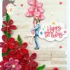 Quilled Red Flowers Corner Couple Card - D1 image Quilled Red Flowers Corner Couple Card - D1 image