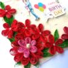 Red Quilled Flowers Birthday Greeting Card - D4 image Red Quilled Flowers Birthday Greeting Card - D4 image