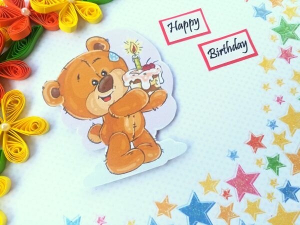 Quilled Corner Flowers Birthday Greeting card - BIR5 image Quilled Corner Flowers Birthday Greeting card - BIR5 image