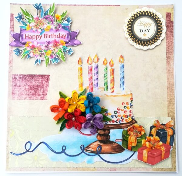 Quilled Sparkling Birthday Cake Greeting Card image