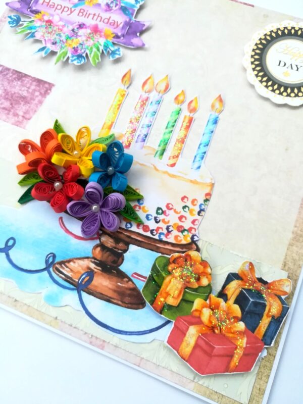 Quilled Sparkling Birthday Cake Greeting Card image