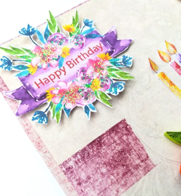 Quilled Sparkling Birthday Cake Greeting Card image
