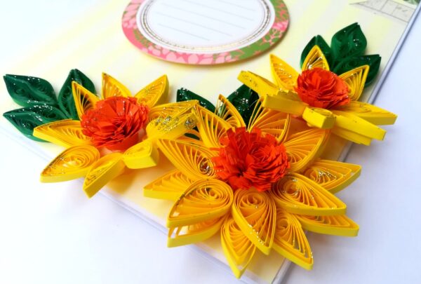 Exotic Sunshine Quilled Flowers Greeting Card image Exotic Sunshine Quilled Flowers Greeting Card image