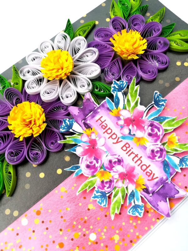 Sparkling Purple Themed Quilled Birthday Card image Sparkling Purple Themed Quilled Birthday Card image