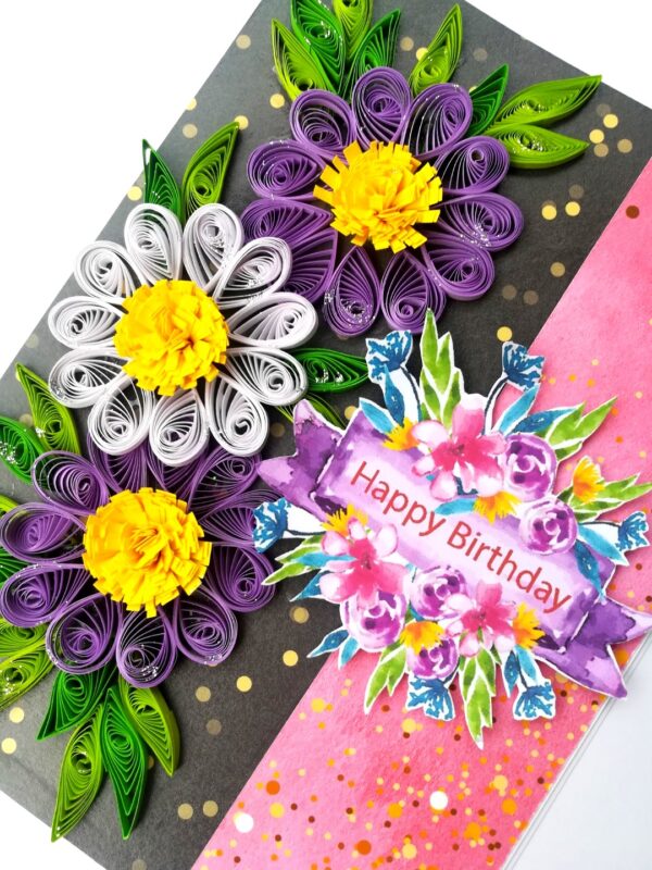 Sparkling Purple Themed Quilled Birthday Card image Sparkling Purple Themed Quilled Birthday Card image