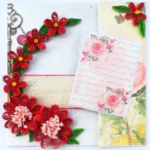 Red Quilled Mini Scrapbook Greeting Card image