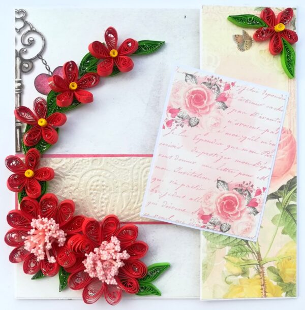 Red Quilled Mini Scrapbook Greeting Card image Red Quilled Mini Scrapbook Greeting Card image