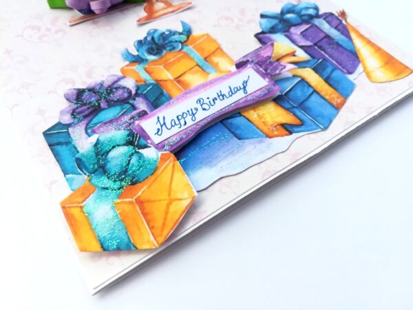 Purple Quilled Birthday Cake Greeting Card image Purple Quilled Birthday Cake Greeting Card image