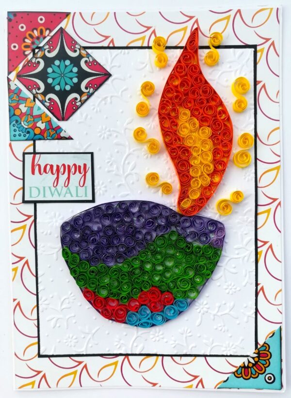 Sparkling Handmade Quilled Diwali Greeting Card D14 image Sparkling Handmade Quilled Diwali Greeting Card D14 image