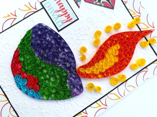 Sparkling Handmade Quilled Diwali Greeting Card D14 image Sparkling Handmade Quilled Diwali Greeting Card D14 image
