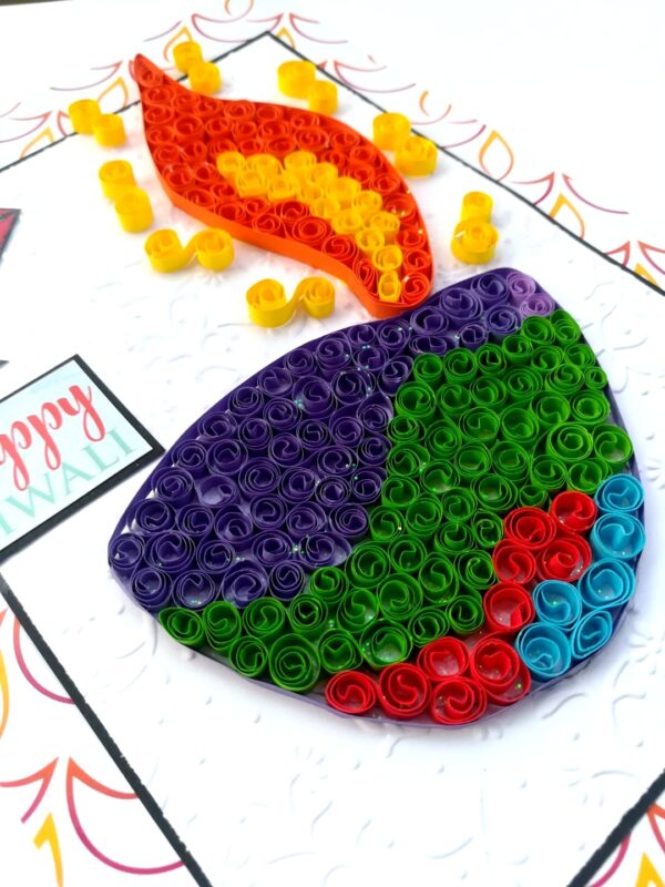 Sparkling Handmade Quilled Diwali Greeting Card D14 image Sparkling Handmade Quilled Diwali Greeting Card D14 image