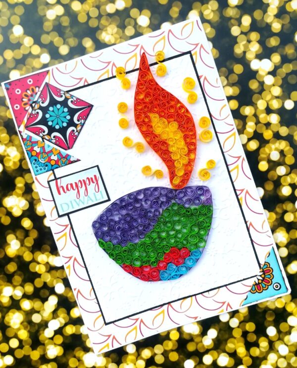 Sparkling Handmade Quilled Diwali Greeting Card D14 image Sparkling Handmade Quilled Diwali Greeting Card D14 image