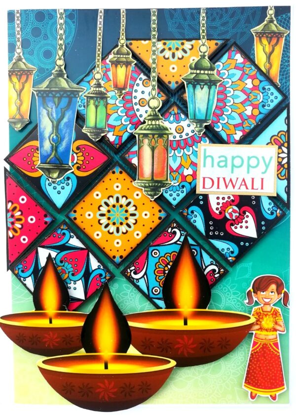 Sparkling Handmade Quilled Diwali Greeting Card D15 image Sparkling Handmade Quilled Diwali Greeting Card D15 image