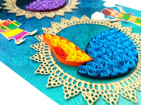 Sparkling Handmade Quilled Diwali Greeting Card D16 image Sparkling Handmade Quilled Diwali Greeting Card D16 image