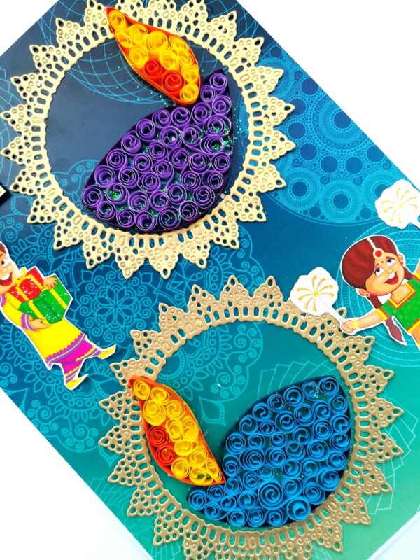 Sparkling Handmade Quilled Diwali Greeting Card D16 image Sparkling Handmade Quilled Diwali Greeting Card D16 image