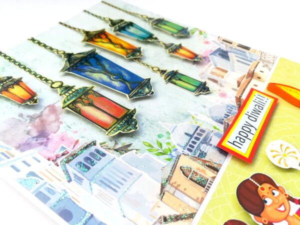 Sparkling Handmade Quilled Diwali Greeting Card D17 image Sparkling Handmade Quilled Diwali Greeting Card D17 image