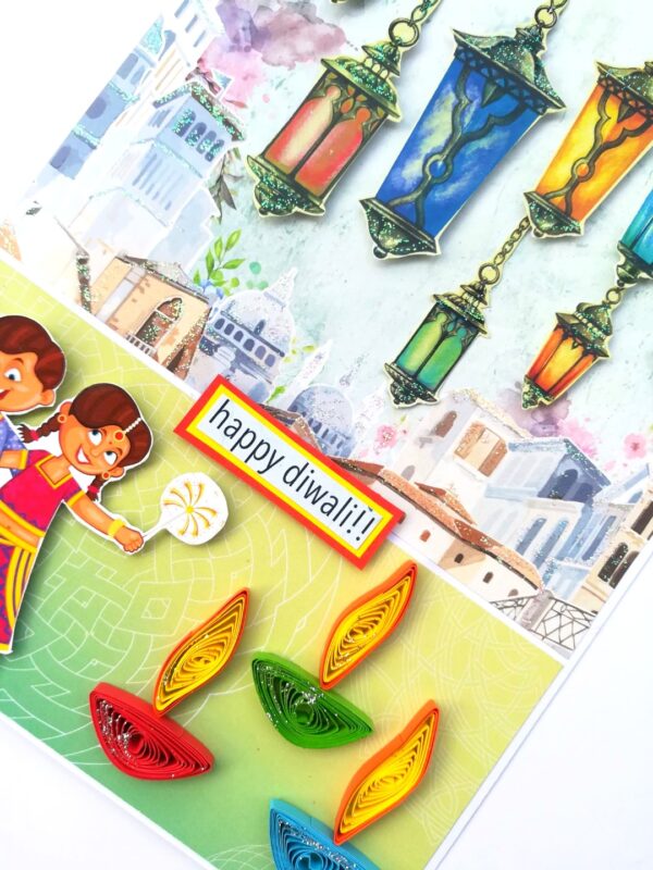 Sparkling Handmade Quilled Diwali Greeting Card D17 image Sparkling Handmade Quilled Diwali Greeting Card D17 image