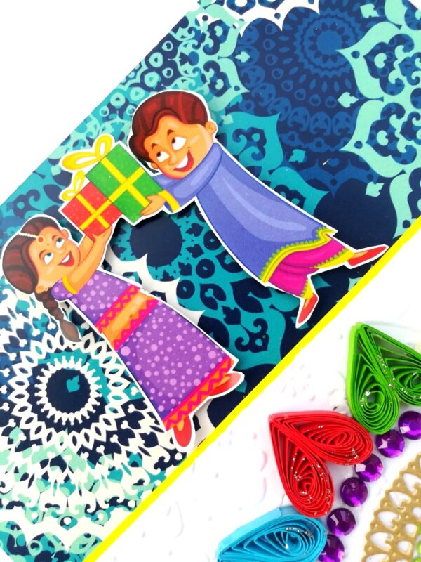 Sparkling Handmade Quilled Diwali Greeting Card D18 image Sparkling Handmade Quilled Diwali Greeting Card D18 image