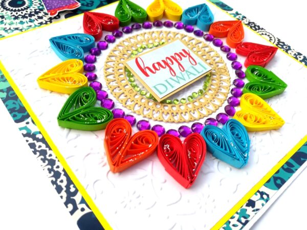 Sparkling Handmade Quilled Diwali Greeting Card D18 image Sparkling Handmade Quilled Diwali Greeting Card D18 image