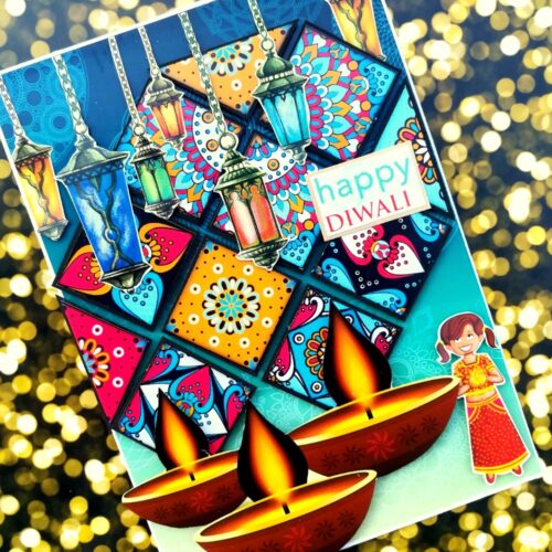 Sparkling Handmade Quilled Diwali Greeting Card D15 image