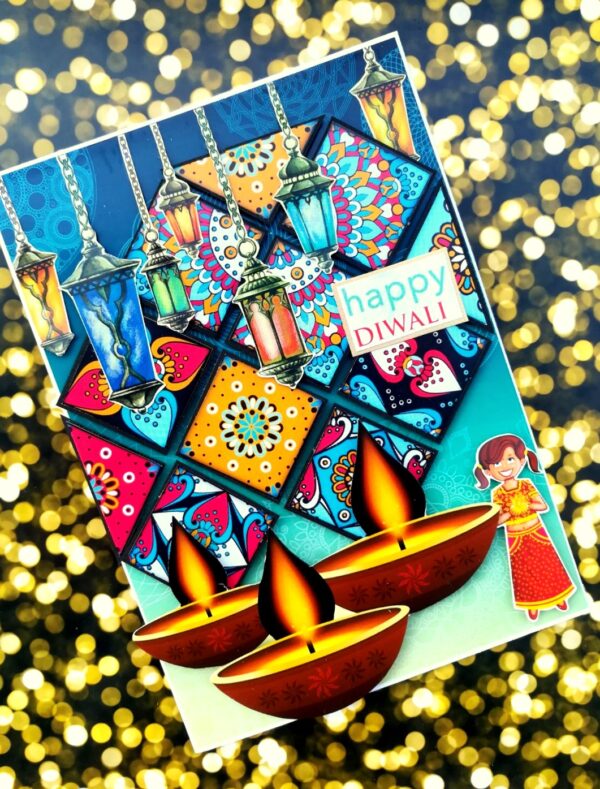 Sparkling Handmade Quilled Diwali Greeting Card D15 image Sparkling Handmade Quilled Diwali Greeting Card D15 image