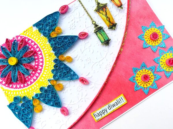 Sparkling Handmade Quilled Diwali Greeting Card D19 image Sparkling Handmade Quilled Diwali Greeting Card D19 image