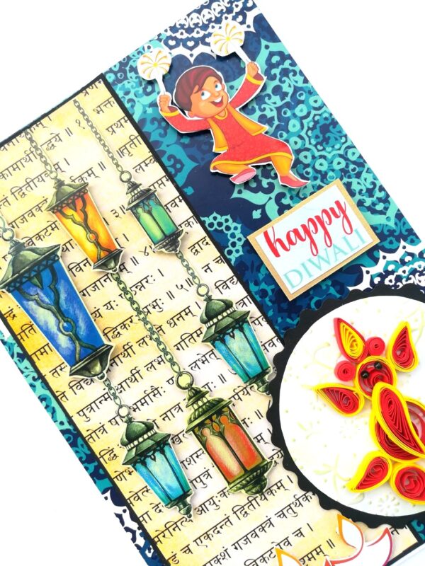 Sparkling Handmade Quilled Diwali Greeting Card D20 image Sparkling Handmade Quilled Diwali Greeting Card D20 image