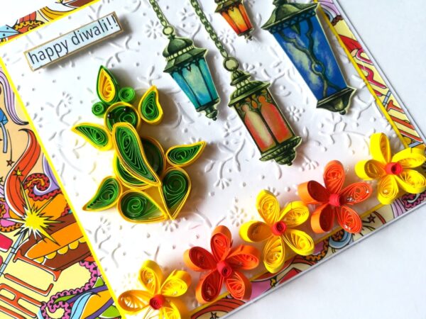 Sparkling Handmade Quilled Diwali Greeting Card D22 image Sparkling Handmade Quilled Diwali Greeting Card D22 image