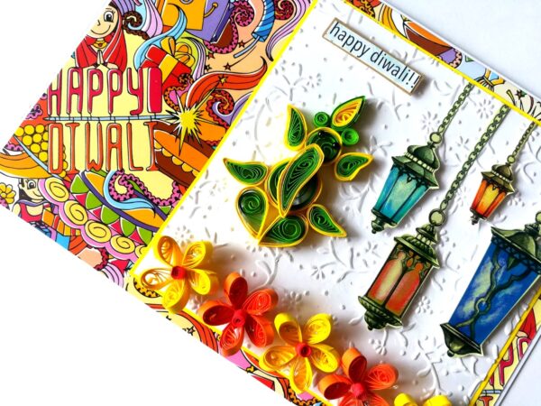 Sparkling Handmade Quilled Diwali Greeting Card D22 image Sparkling Handmade Quilled Diwali Greeting Card D22 image