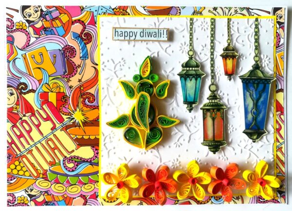Sparkling Handmade Quilled Diwali Greeting Card D22 image Sparkling Handmade Quilled Diwali Greeting Card D22 image